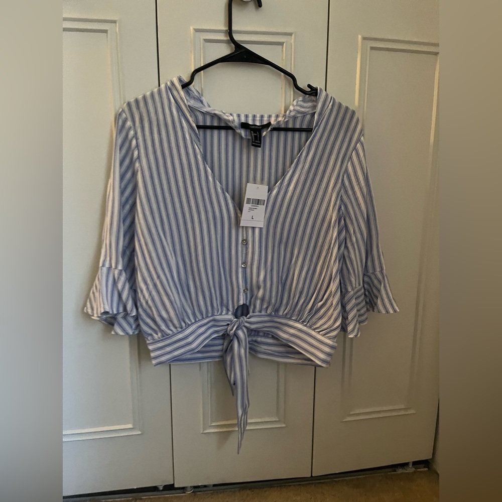 Vertical Striped Tie Top - Picture 1 of 8